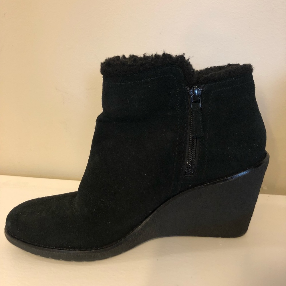 Cole Haan Black suede waterproof wedge booties